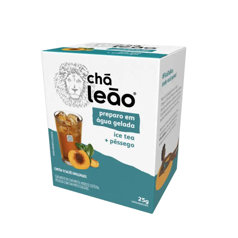 Chá Leão Água Gelada - Ice Tea e Pêssego - 10 Sachês - 23g - Val: 16 de Outubro