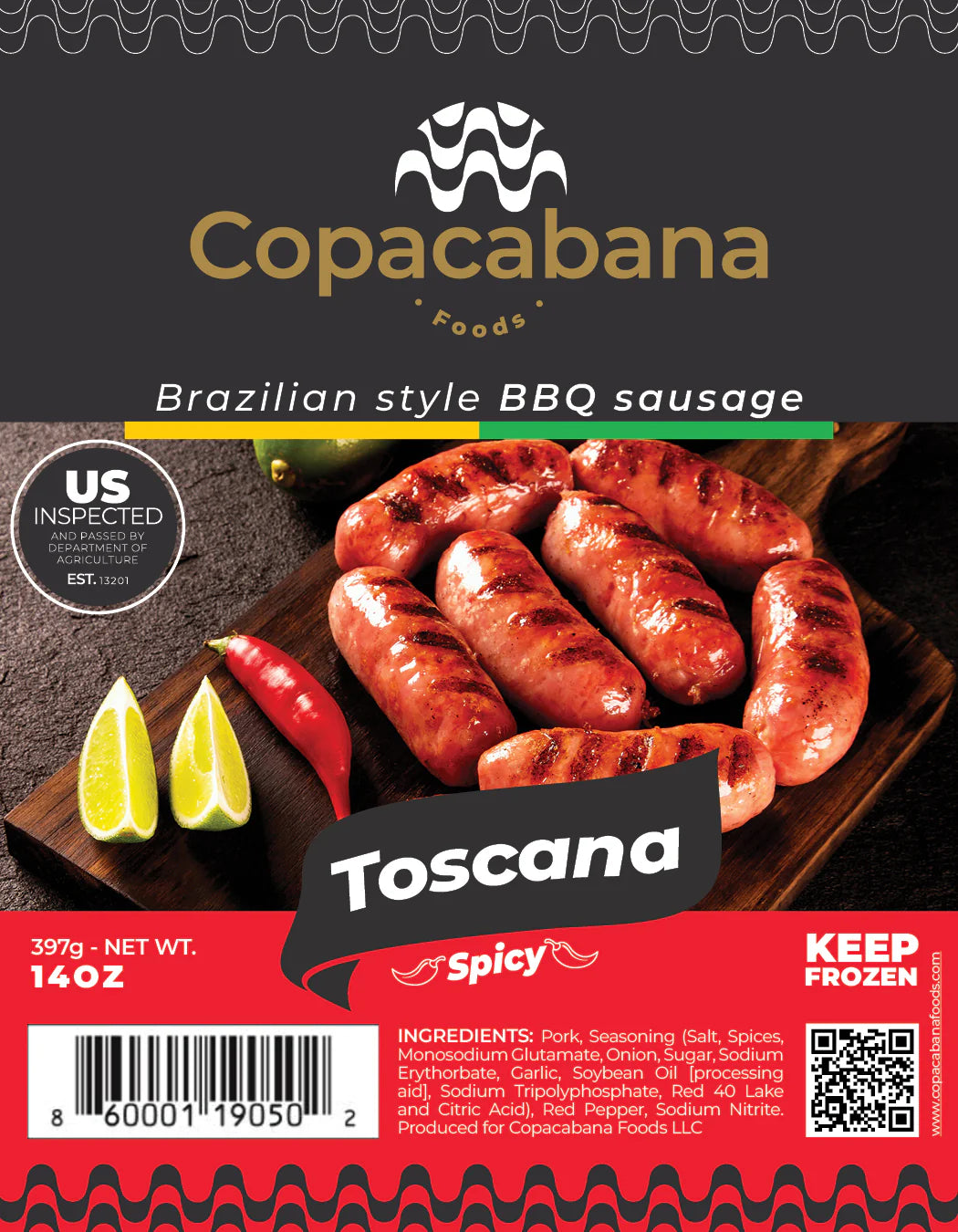 Linguiça Toscana Spicy Copacabana 14oz (congelado)