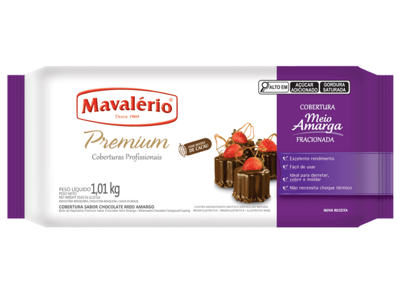 Mavalerio Cobertura Fracionada Chocolate Meio Amargo 1kg