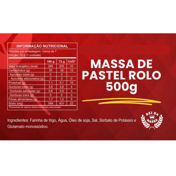 Massa de Pastel Rolo 500g  Rei da Massa (refrigerado)