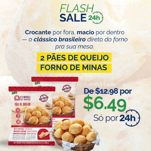 FLASH SALE - 2 pacotes Pão de Queijo Forno de Minas Tradicional de $12.98 por $6.49
