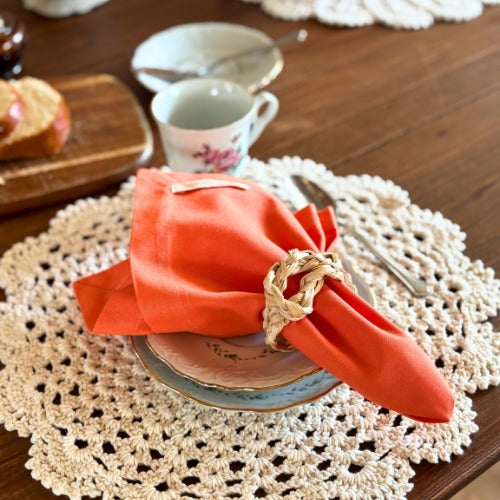 Round Crochet Placemats - off white