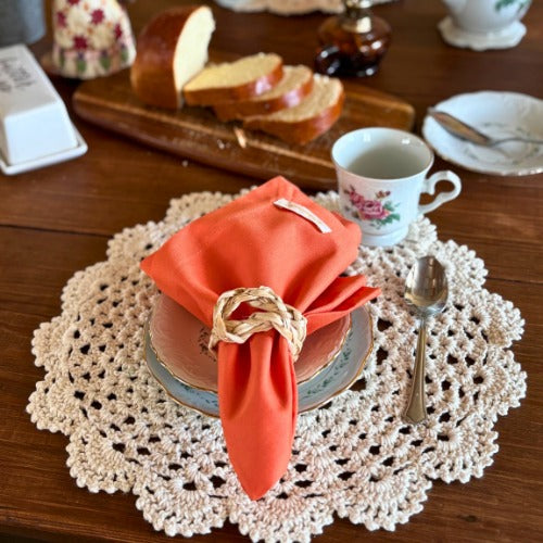 Round Crochet Placemats - off white