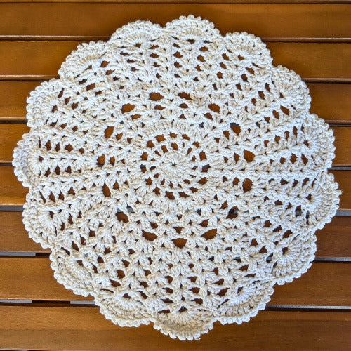 Round Crochet Placemats - off white