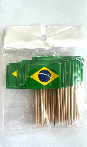 Bandeira Brasil Stick 6cm - 50 unidades