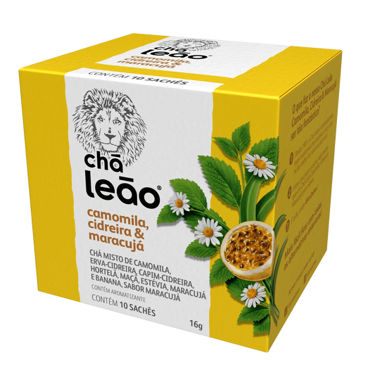 Chá Leão Camomila, Cidreira e Maracujá - 10 Sachês - 16g