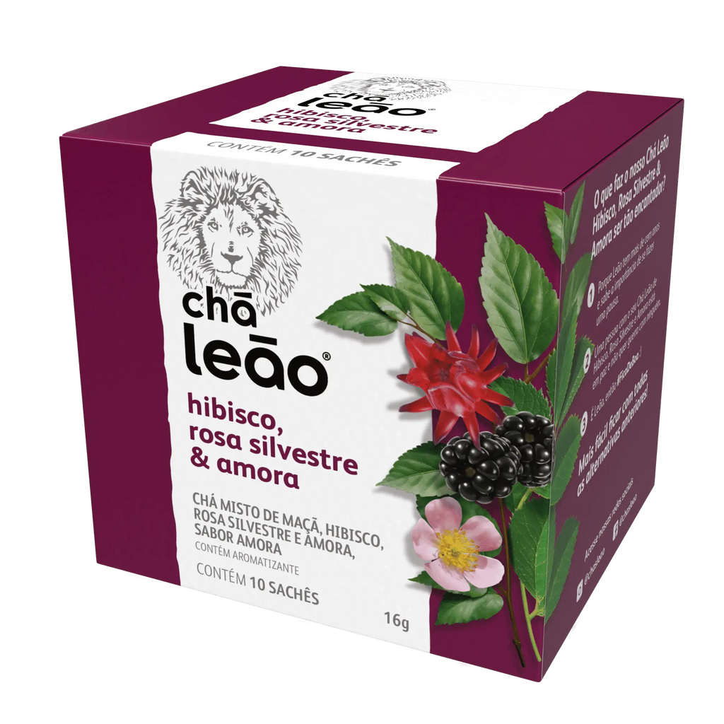Chá Leão Hibisco, Rosa Silvestre e Amora - 10 Sachês