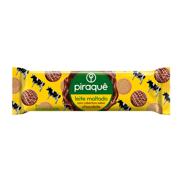 Biscoito Leite Maltado  coberto com chocolate Piraquê 80g