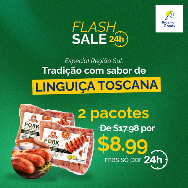 FLASH SALE - Linguiça Toscana Porco  Bella Chef 1lb (congelado) - 2 unidades de $17.98 por $8.99