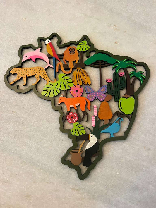 Brasil Essência - Arte em madeira Mapa Brasil