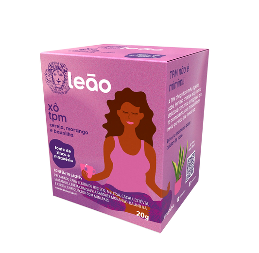 Chá Leão Fases Xô TPM - Cereja, Morango e Baunilha 10 Sachês - 20g
