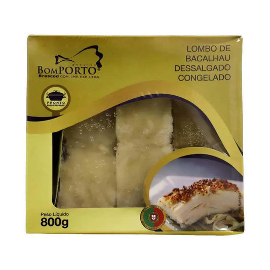 Bacalhau dessalgado lombo Bom Porto  800g (Congelado).
