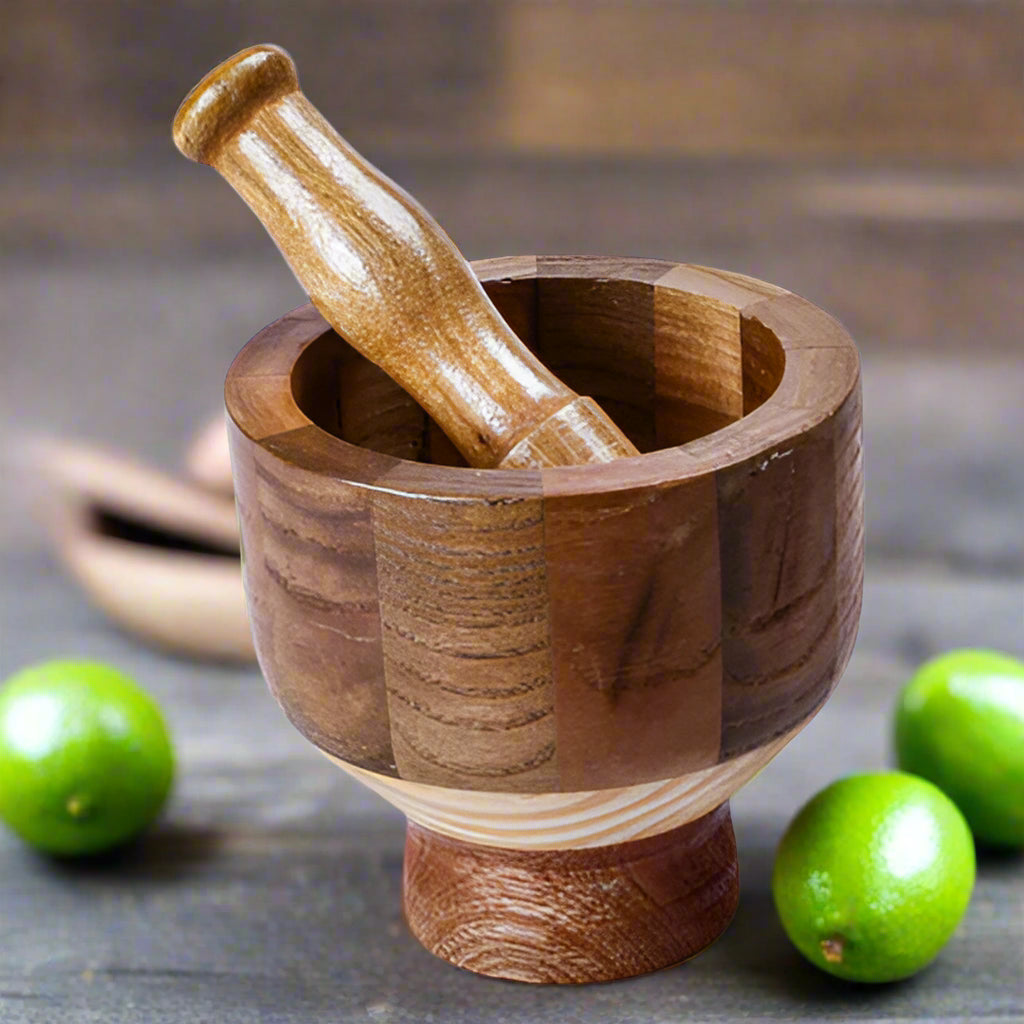Wood Mortar and Pestle Set for Caipirinha - Authentic Brazilian Kitchen Tool