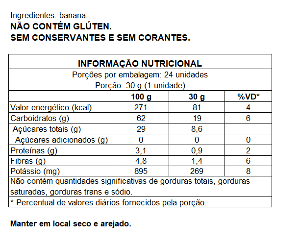 Caixa Bananinha sem adição de açucares Tachão de Ubatuba 24 x 30g