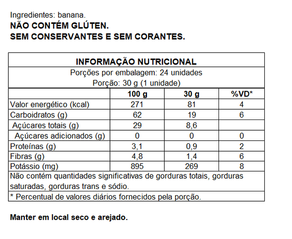Bananinha sem adição de açucares Tachão de Ubatuba 30g (1 unidade)