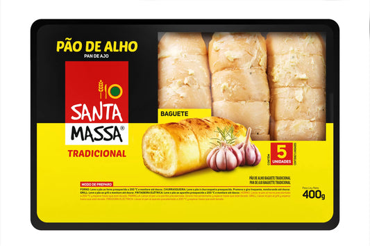Pão de Alho Tradicional Baguete Santa Massa 400g