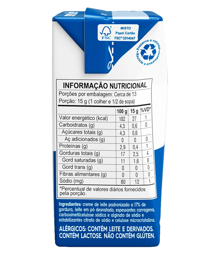 Creme De Leite Piracanjuba 200ml (caixinha)