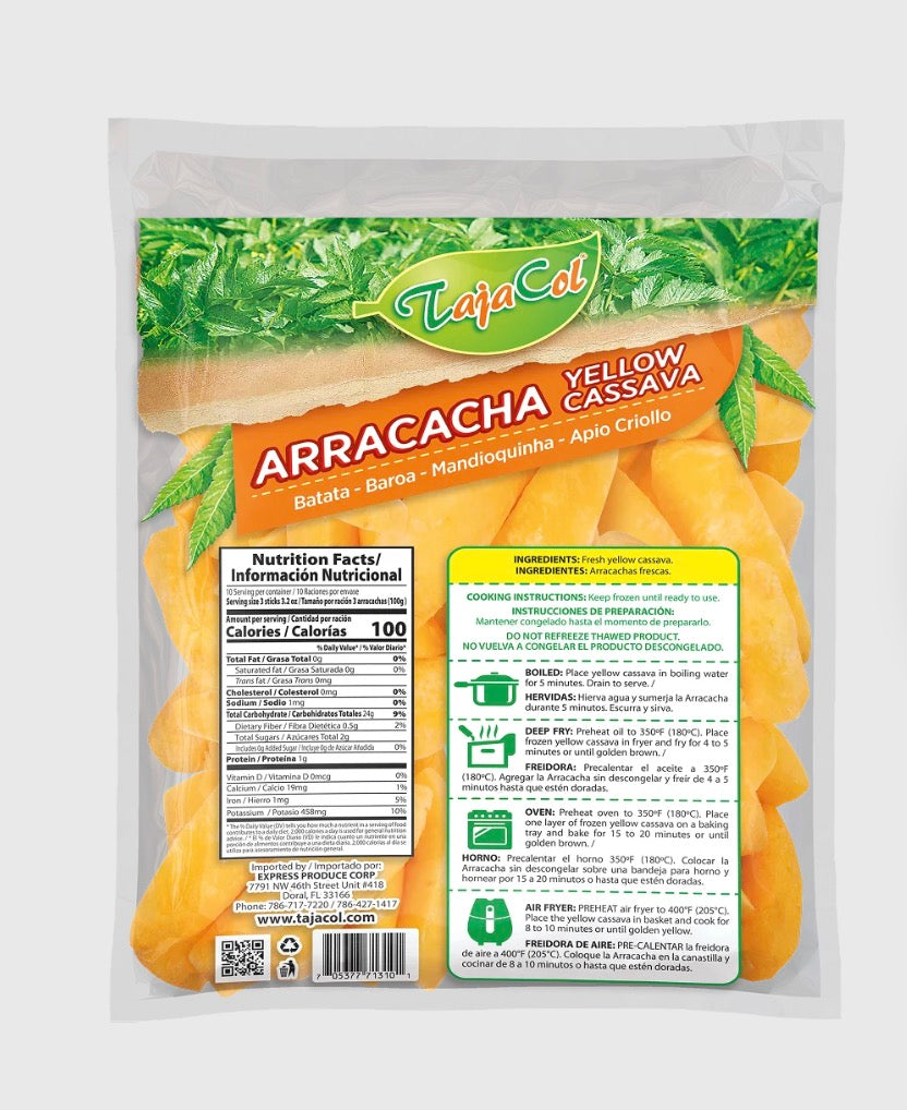 Mandioquinha Congelada / Yellow Cassava  2lb - Pre Cozida -  TajaCol