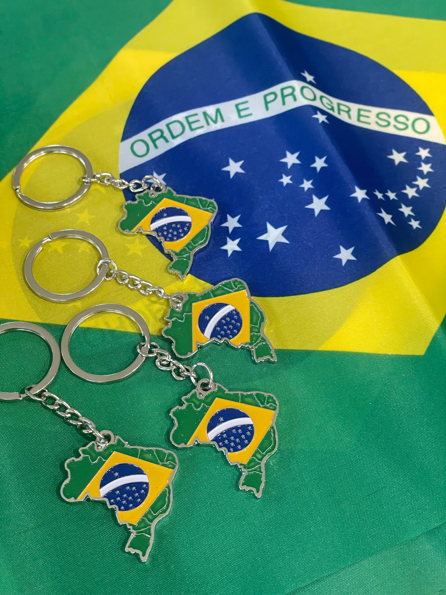 Chaveiro Bandeira Brasil - Keychain Brazil Map Iron Aloy